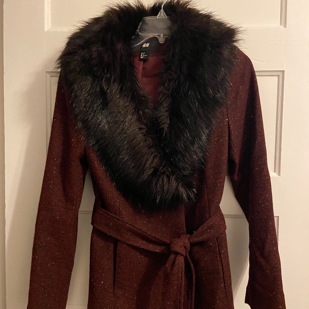 H&M Jacket With Faux Fur Size 8